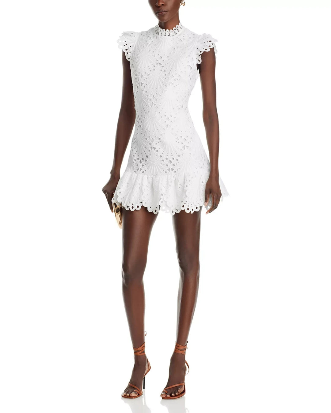 AQUA Mock Neck Lace Shift Dress MSRP $118