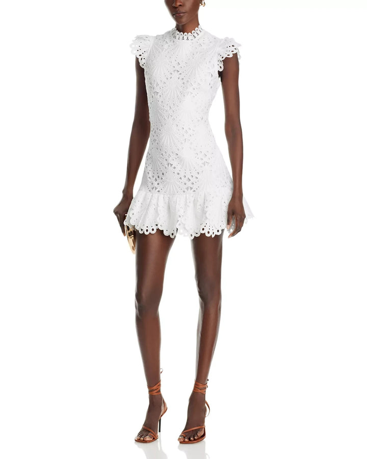 AQUA Mock Neck Lace Shift Dress MSRP $118