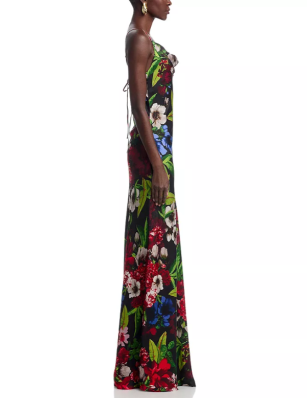 AQUA Printed Spaghetti Strap Slip Dress MSRP $278