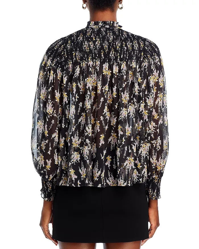 AQUA Smocked Long Sleeve Top MSRP $78