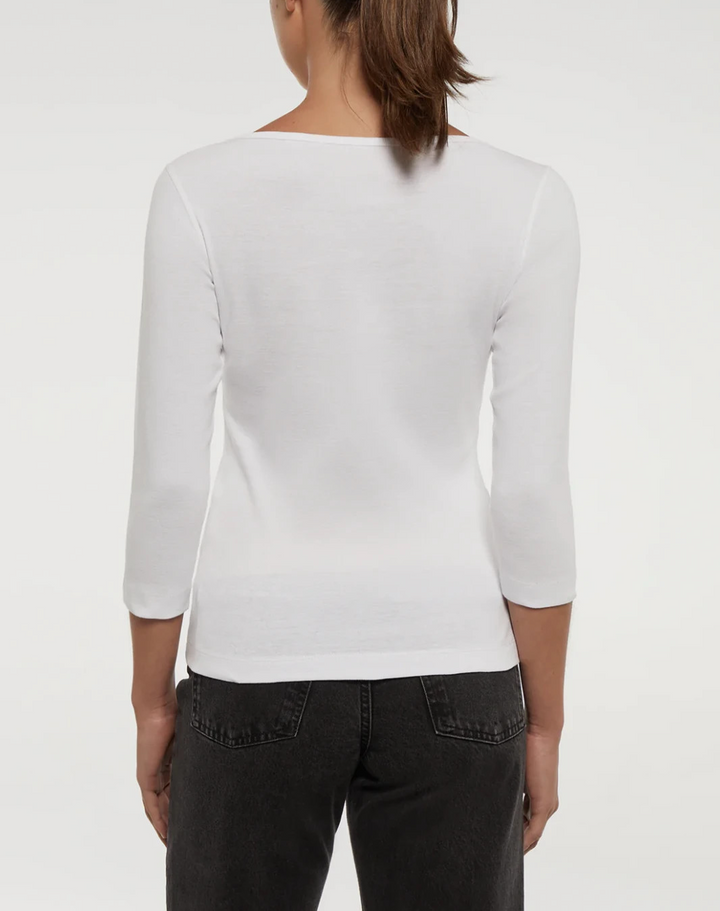 Three Dots Women's Boat-Neck 3/4-Sleeve T-Shirt MSRP $55