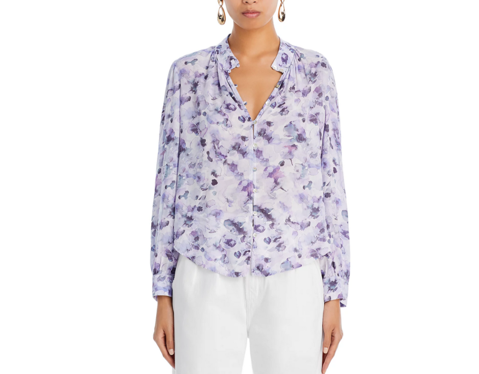 Bella Dahl Shirred Button Front Blouse MSRP $158