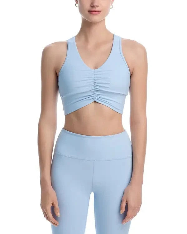 AQUA Athletic Shirred Racerback Sports Bra MSRP $48