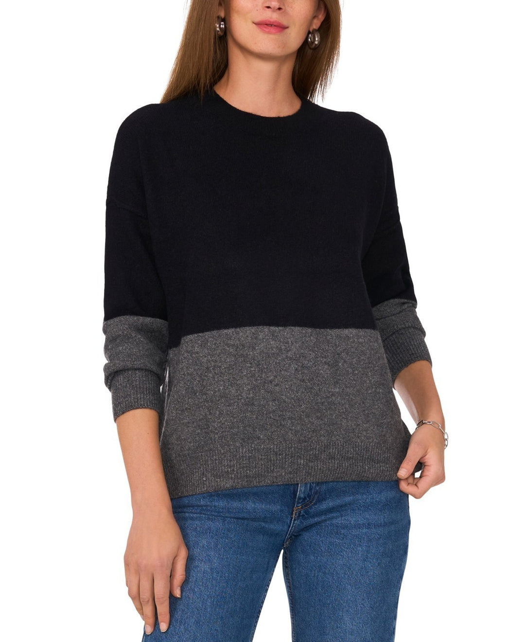 Sam & Jess Colorblocked Crewneck Long-Sleeve Sweater size XS MSRP $69