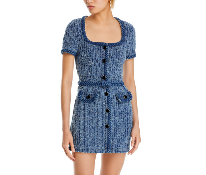 Self-Portrait Braided Trim Textured Dress MSRP $440