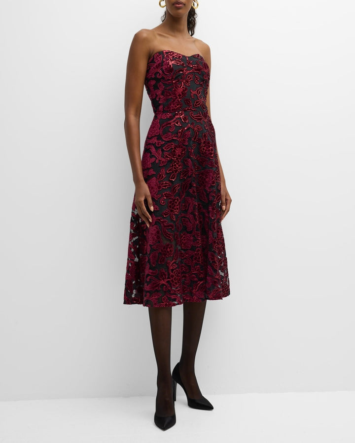 Dress the Population Women's Sadie Strapless Sequinned Dress MSRP $328