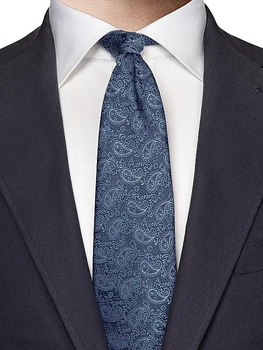 Eton Navy Paisley Silk Tie MSRP $170