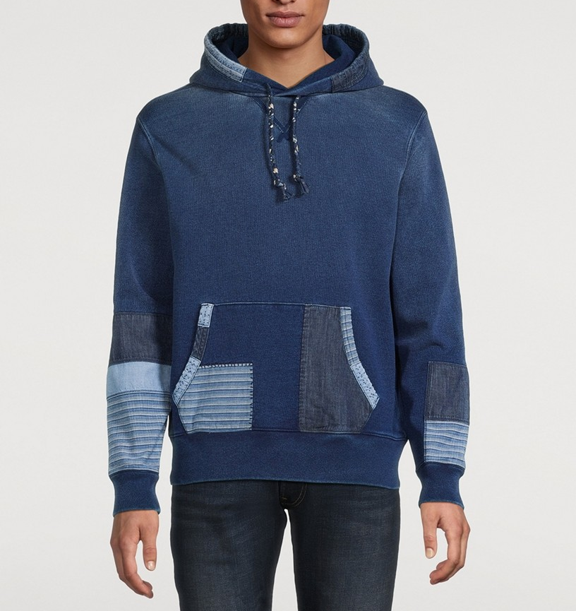Polo Ralph Lauren Indigo French Terry Patchwork Hoodie MSRP $248