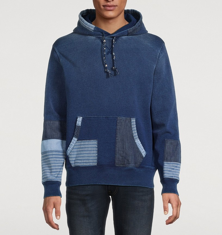 Polo Ralph Lauren Indigo French Terry Patchwork Hoodie MSRP $248