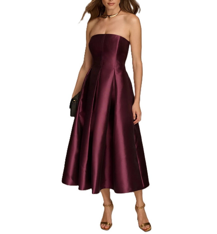 Donna Karan New York Strapless Fit & Flare Midi Dress MSRP $289