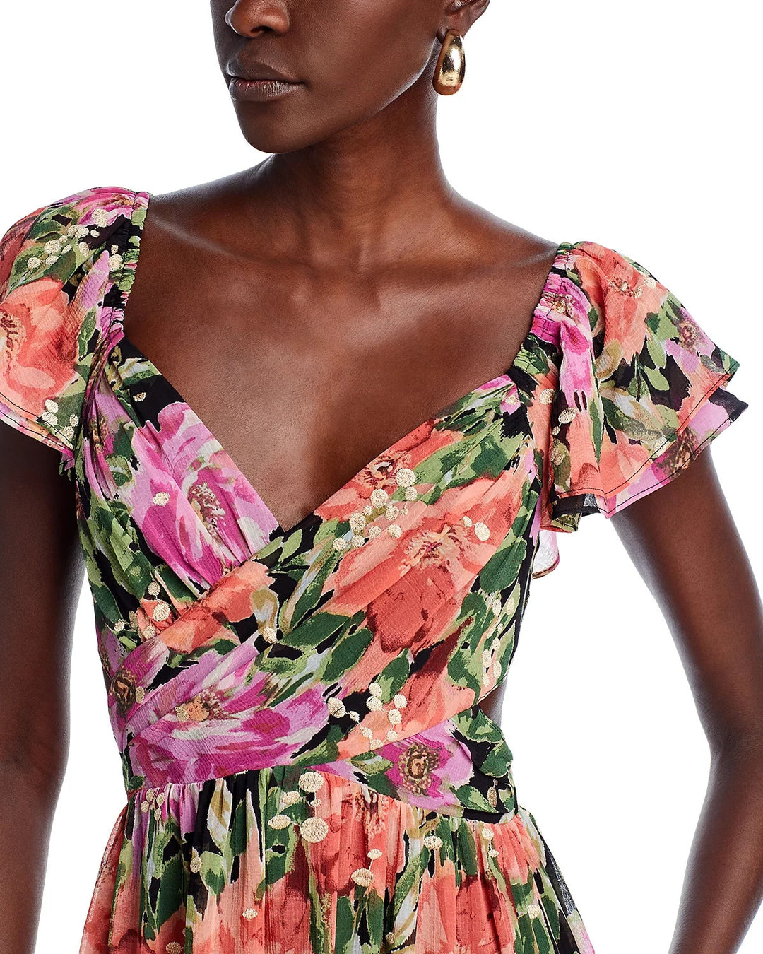AQUA Embroidered Floral Maxi Dress MSRP $128