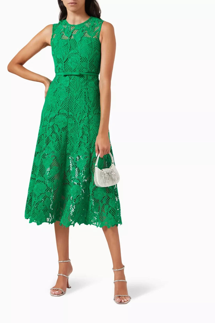 Self-Portrait Lace Sleeveless MIDI Dress MSRP $555