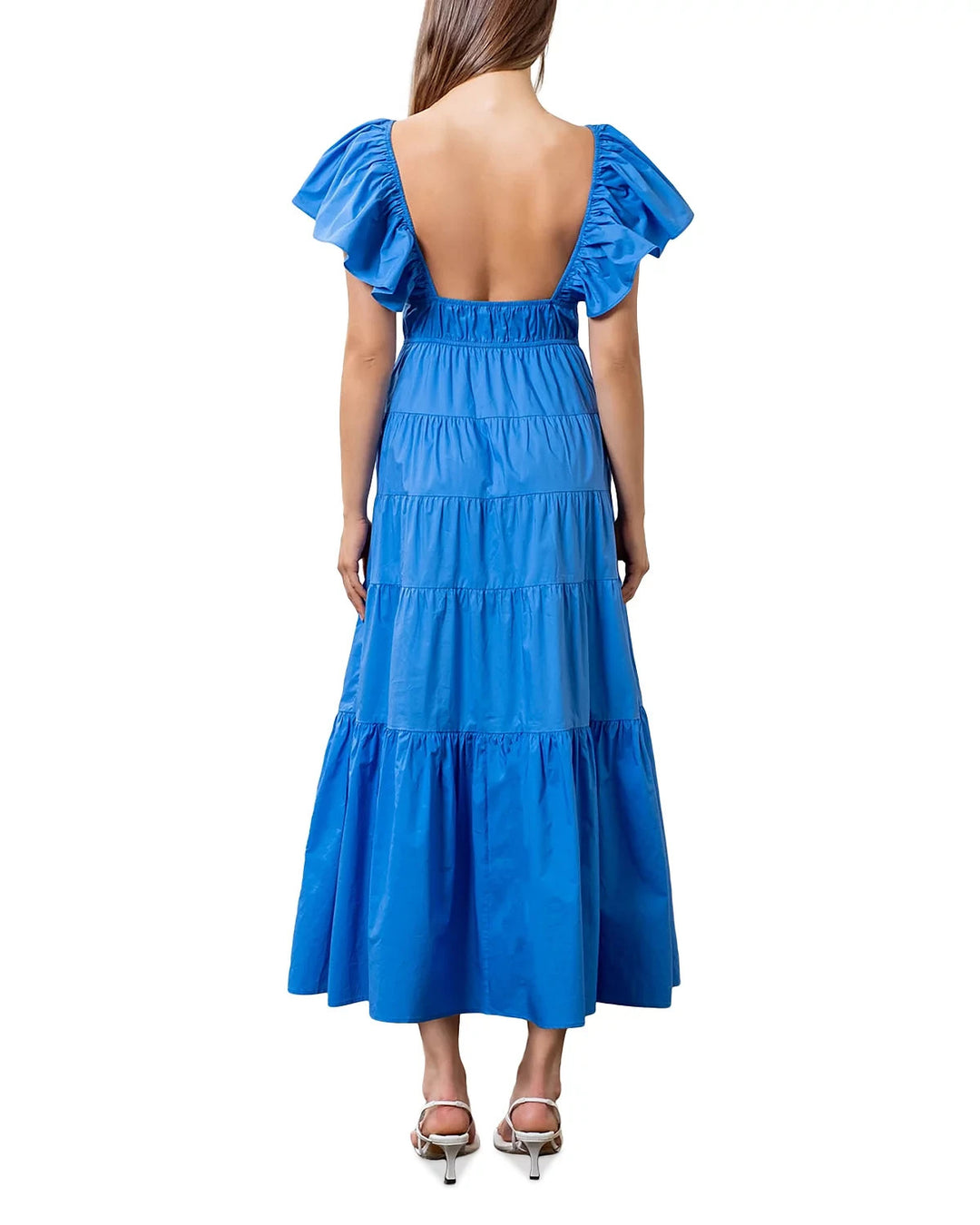 Moon River Cotton V Neck Tiered Midi Dress MSRP $120