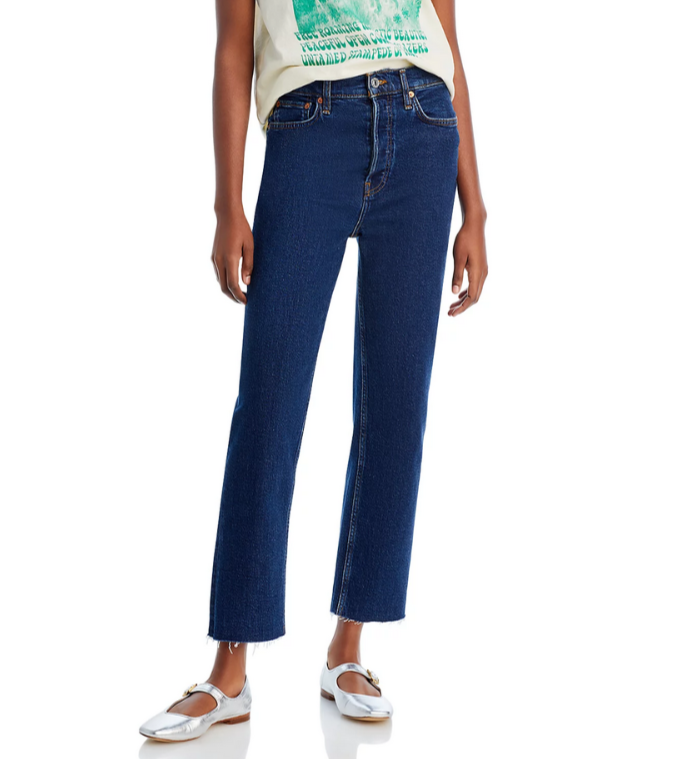 RE/DONE Stove Pipe High Rise Straight Jeans MSRP $275