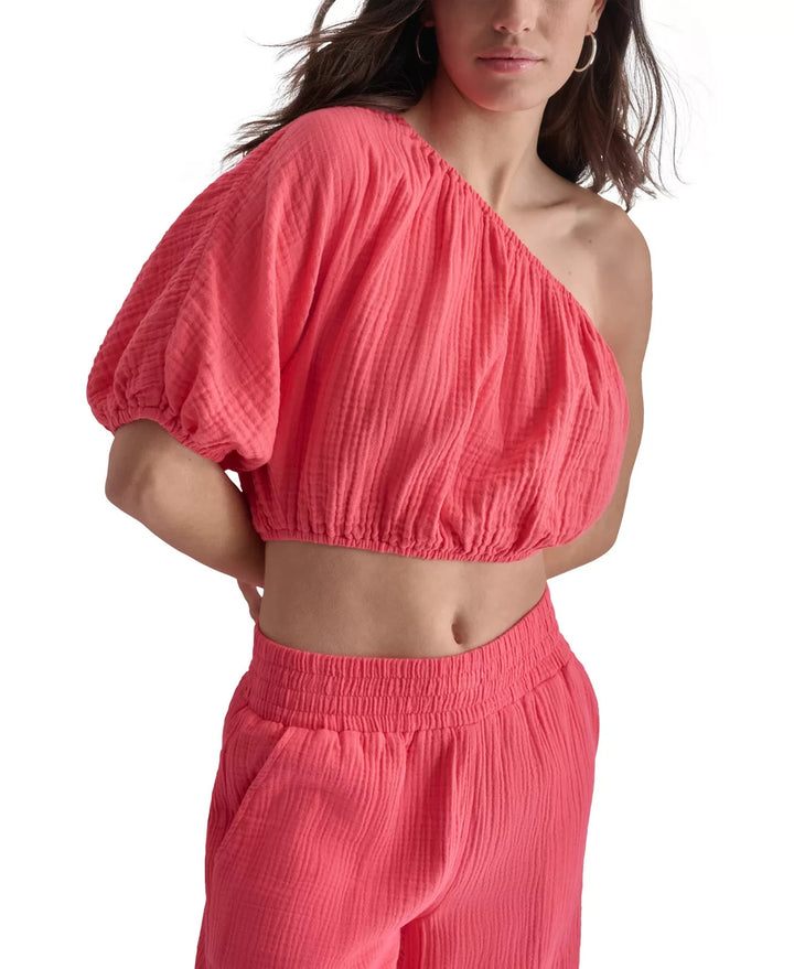DKNY Jeans Women's One-Shoulder Cropped Top MSRP $49