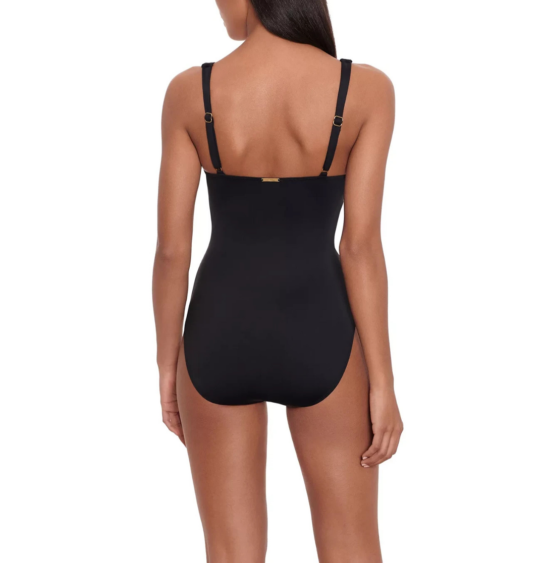Lauren Ralph Lauren Front-Tie One-Piece Swimsuit MSRP $130