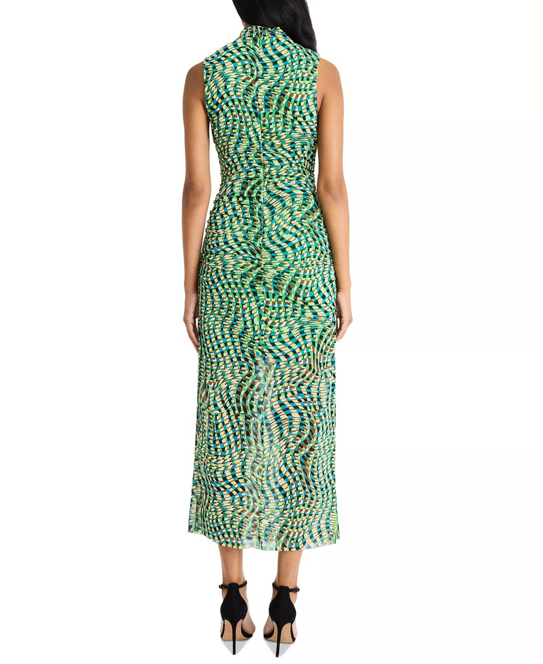 Donna Morgan Women's Printed-Mesh Mock-Neck Midi Dress MSRP $138