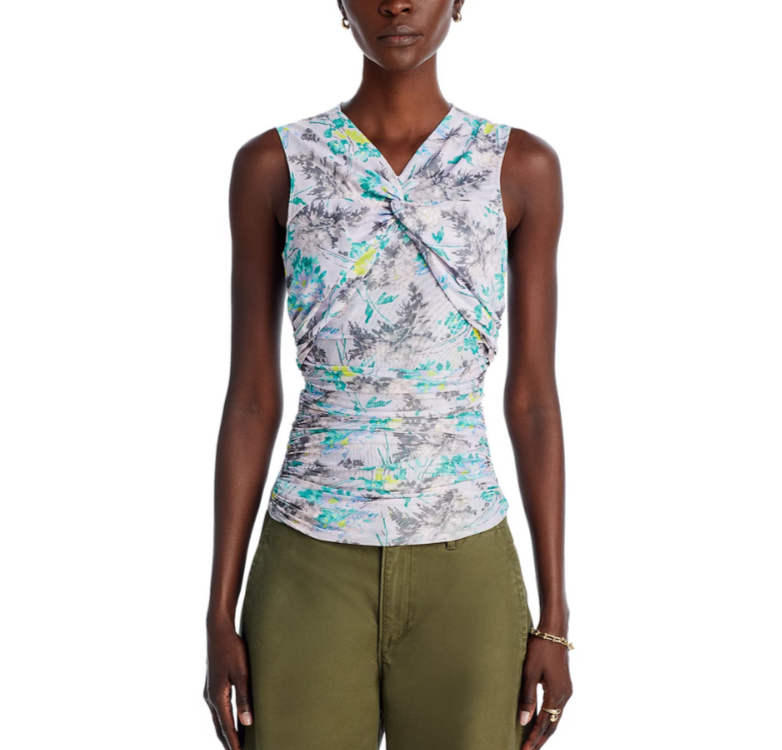 Cinq à Sept Aniya Floral Ruched Top MSRP $245