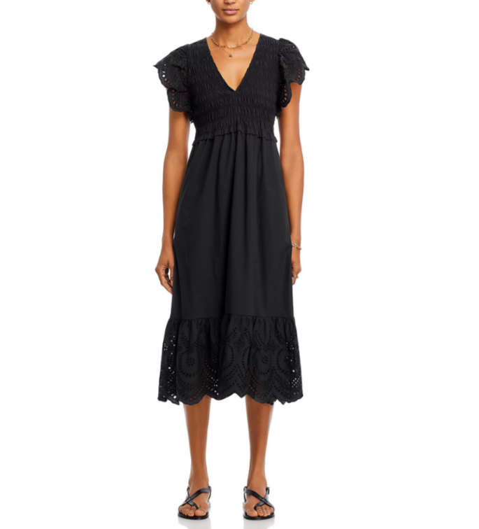 Rails Clementine Eyelet Trim Midi Dress MSRP $268