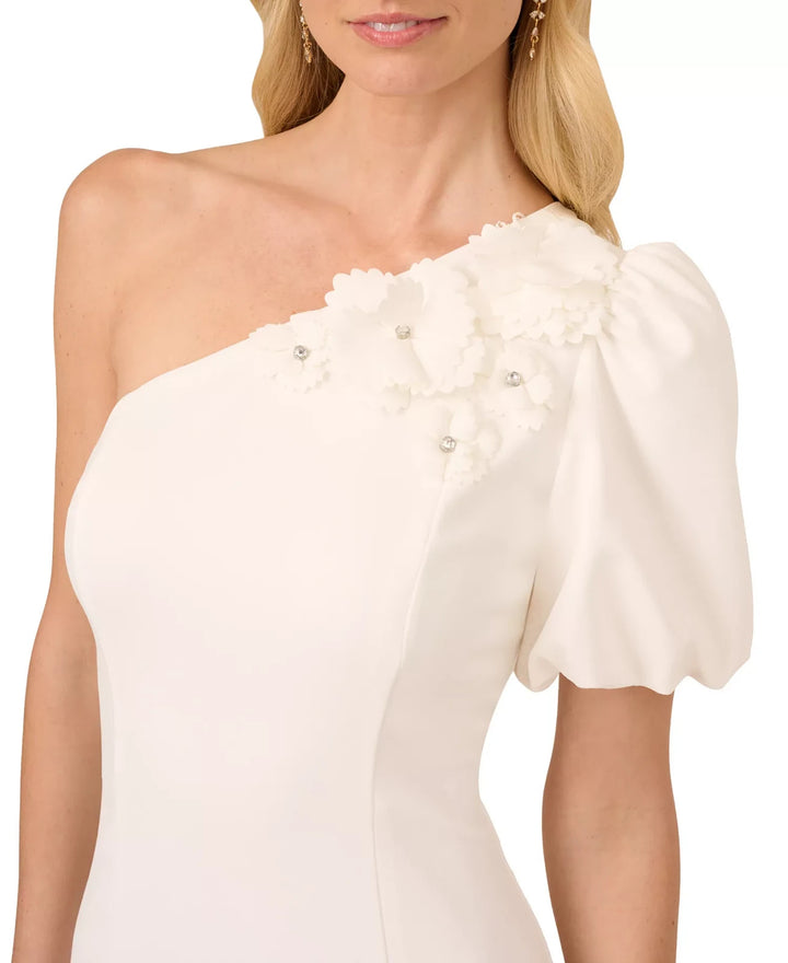 Adrianna Papell Women's One-Shoulder Scuba Sheath Dress MSRP $179