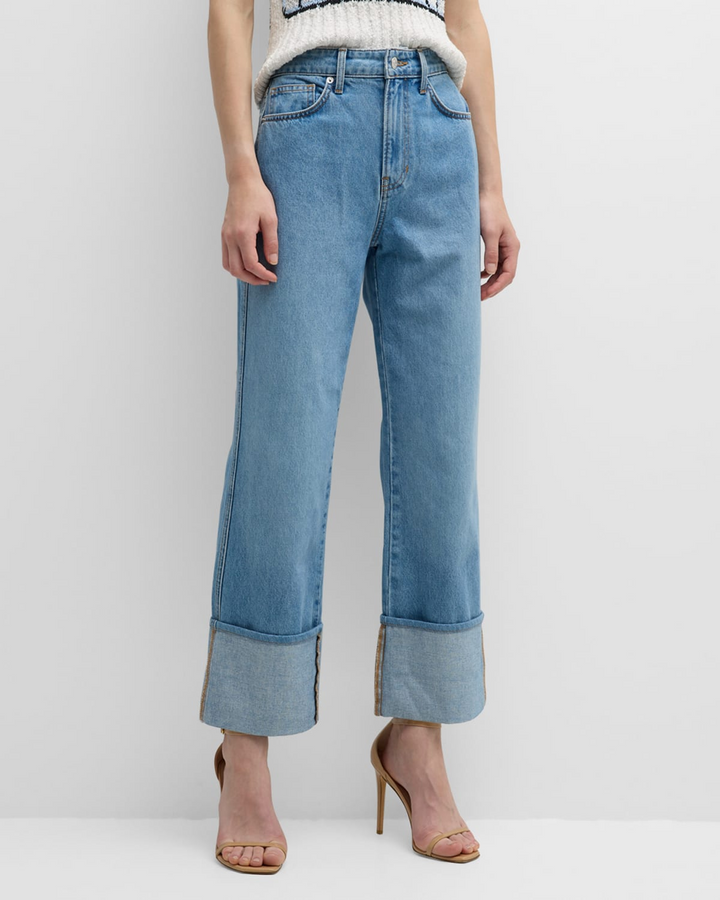 Veronica Beard Dylan Cuffed Straight-Leg Jean Silverwood MSRP $298