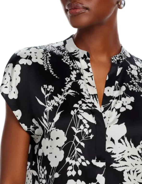 Vince Arboretum Silk Cap Sleeve Top MSRP $365