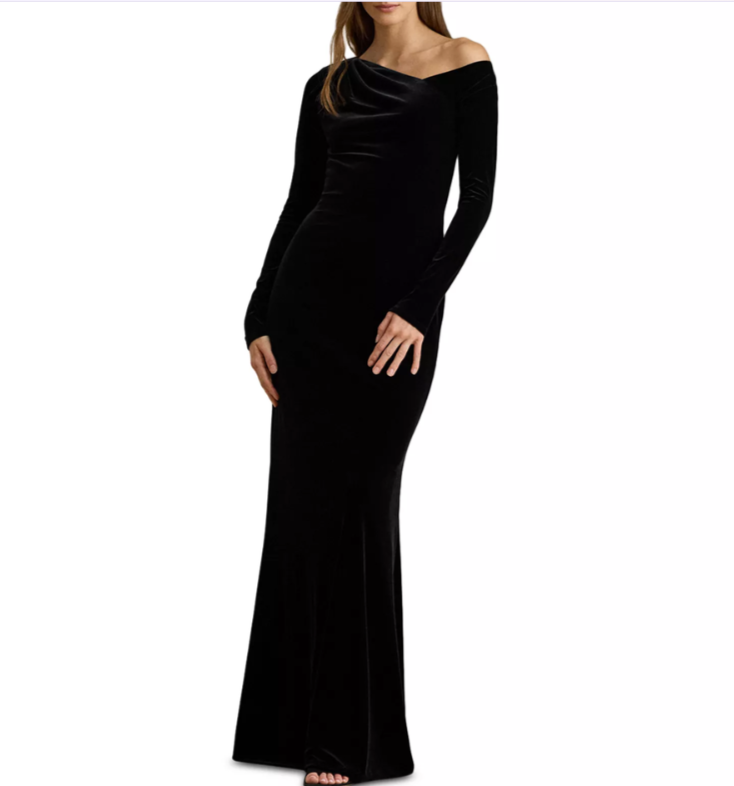 Lauren Ralph Lauren Velvet Asymmetrical Gown MSRP $295