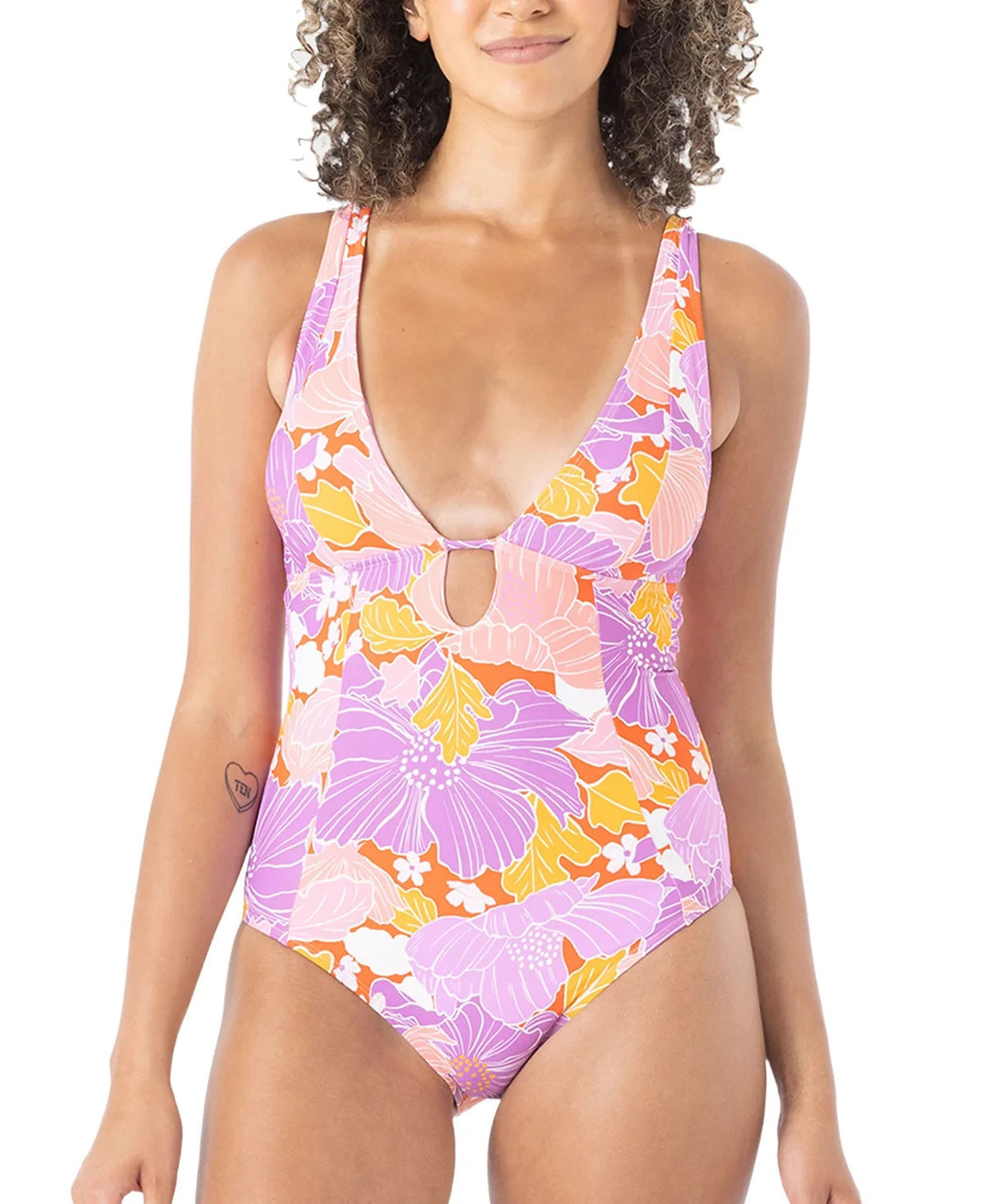 Roxy Juniors' Bell Bottom Blooms One-Piece Swimsuit MSRP $100