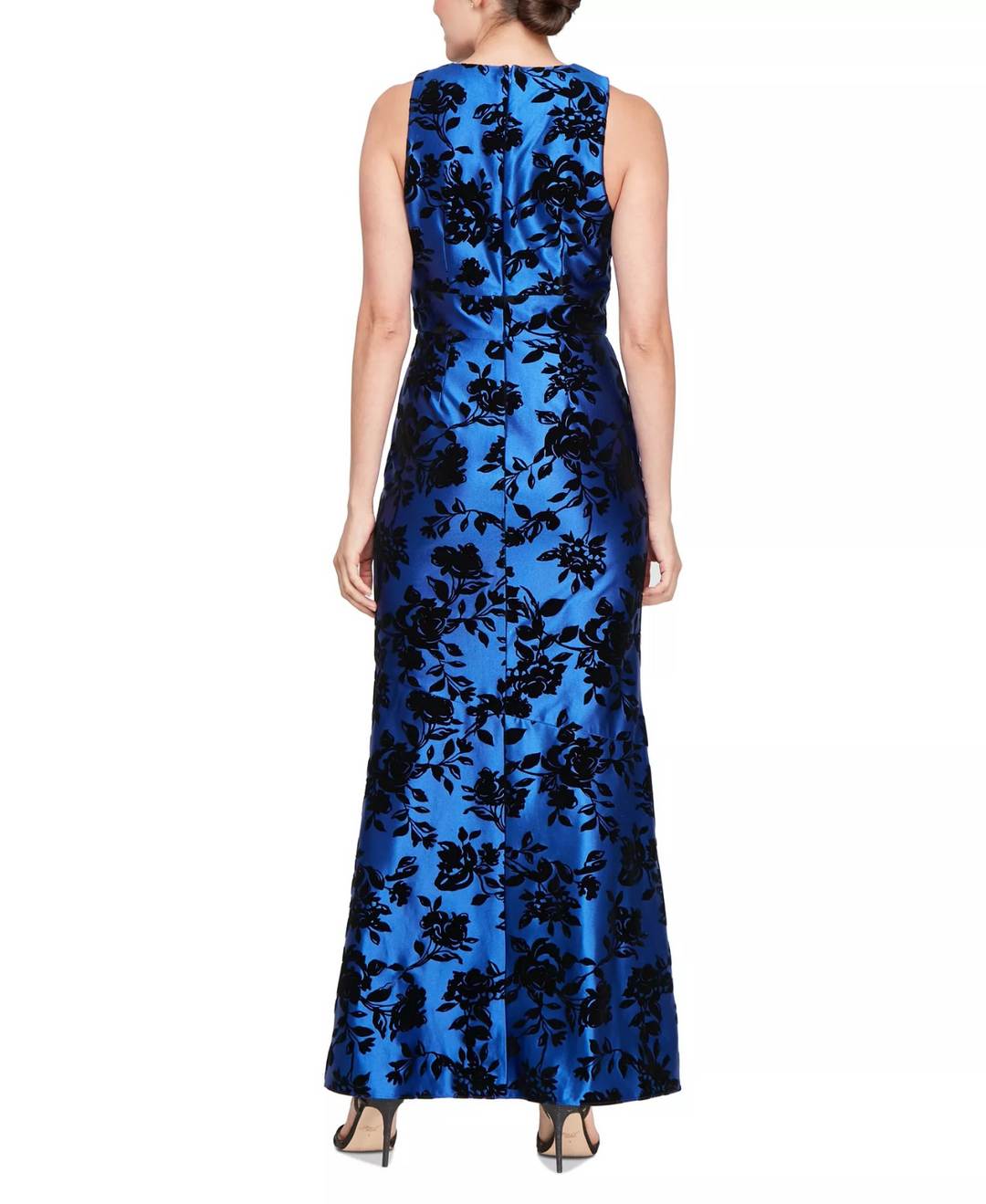 SL Fashions Petite Women's Flocked Velvet Halter Gown MSRP $139