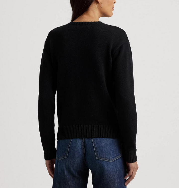 Lauren Ralph Lauren Intarsia-Knit Crest Cotton Sweater MSRP $195