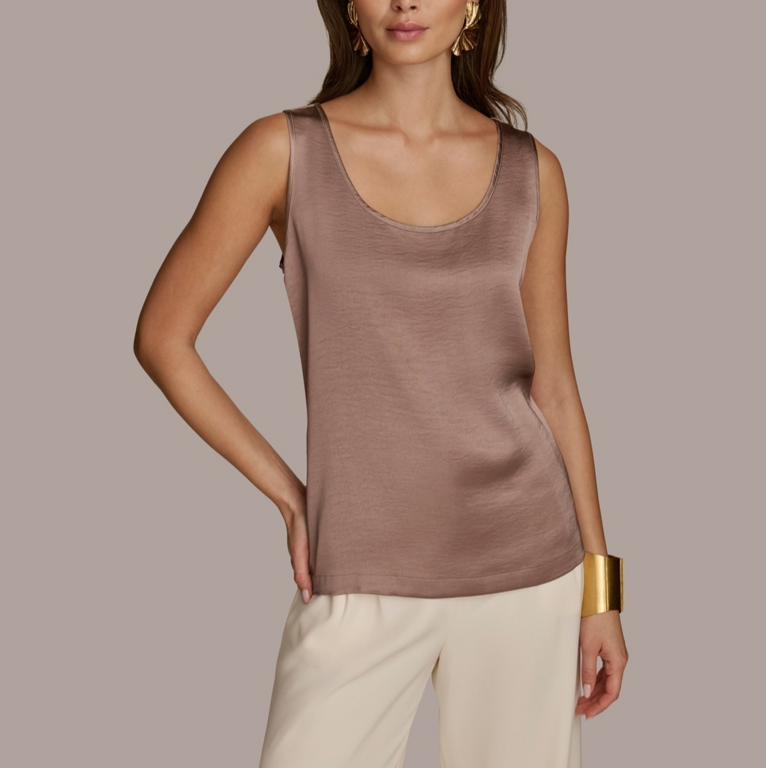 Donna Karan New York Women's Mixed-Media Scoop-Neck Top MSRP $69