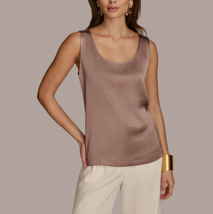 Donna Karan New York Women's Mixed-Media Scoop-Neck Top MSRP $69