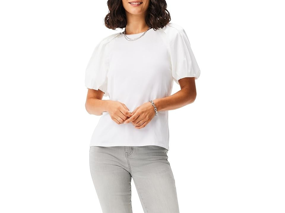 Nic+Zoe Mixed Media Puff Sleeve Tee MSRP $128