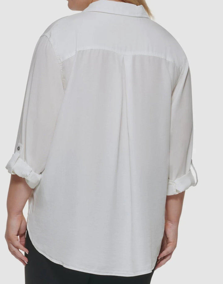 Calvin Klein Jeans Trendy Plus Size Utility Shirt MSRP $79.50