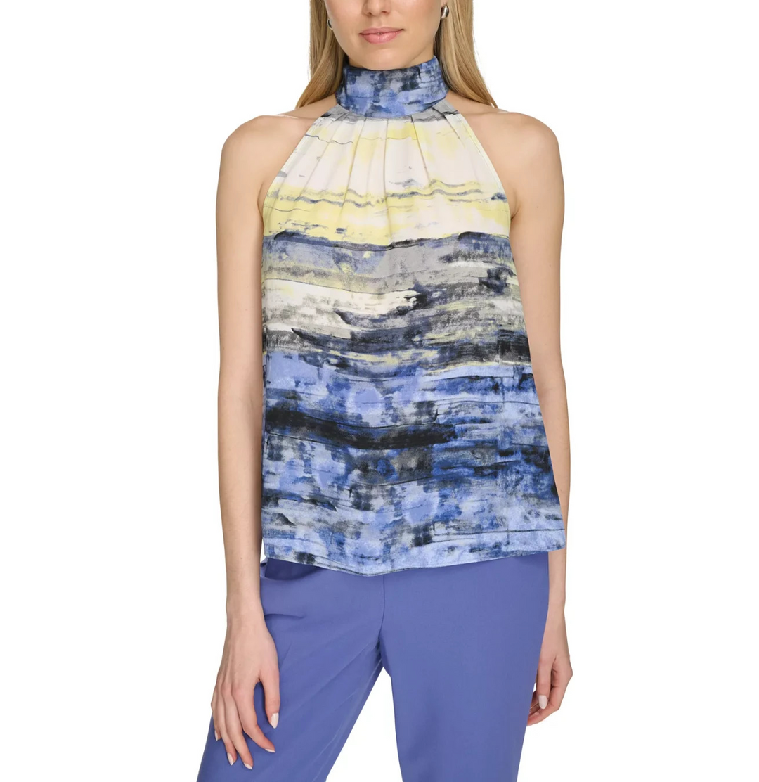 Calvin Klein Women's Printed Halter Neck Top MSRP $69