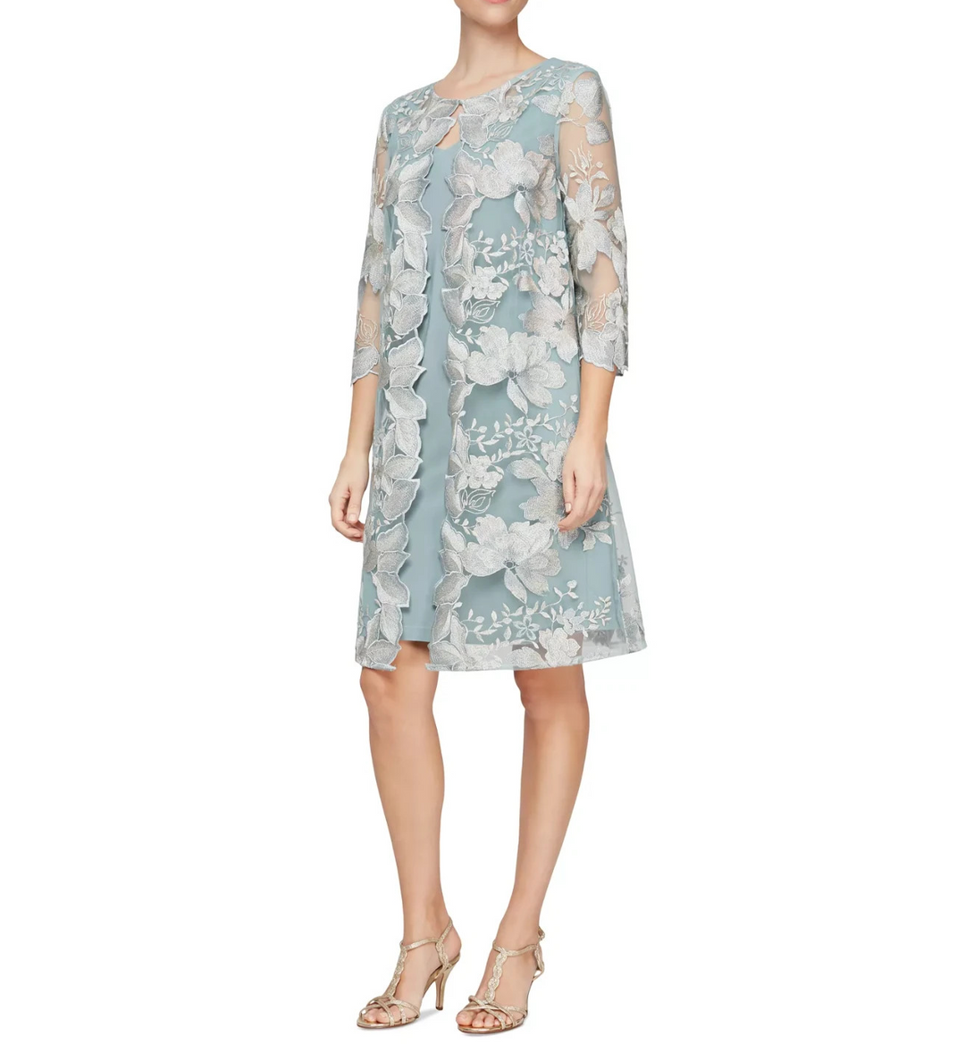 Alex Evenings Embroidered Jacket Dress MSRP $219