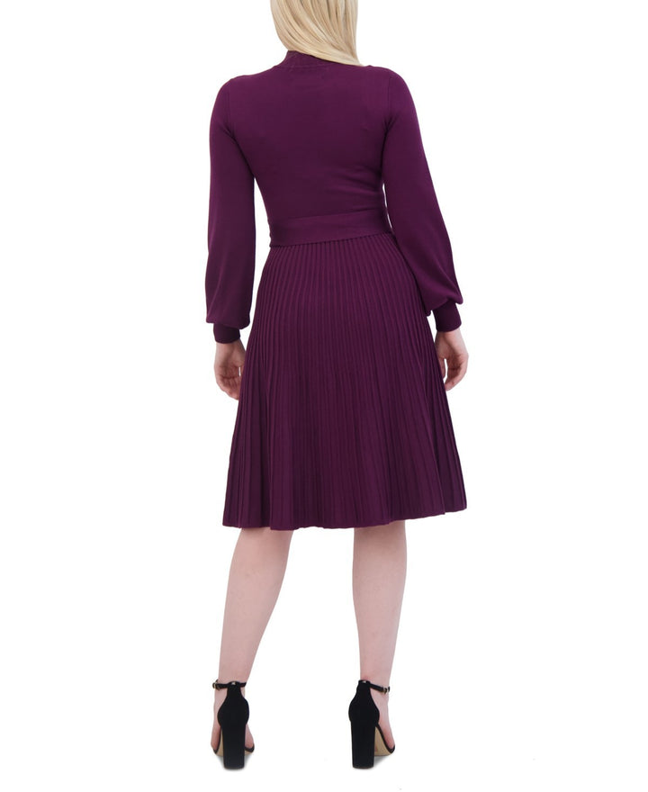 Jessica Howard Women's Long-Sleeve Pleated Knit Dress MSRP $89