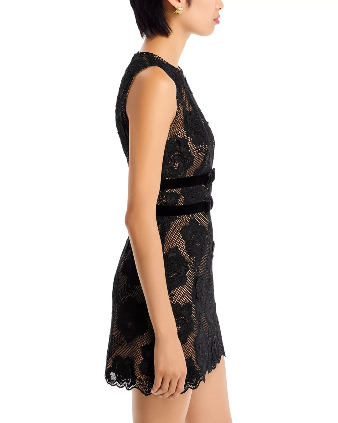 Self-Portrait Lace Velvet Mini Dress MSRP $495