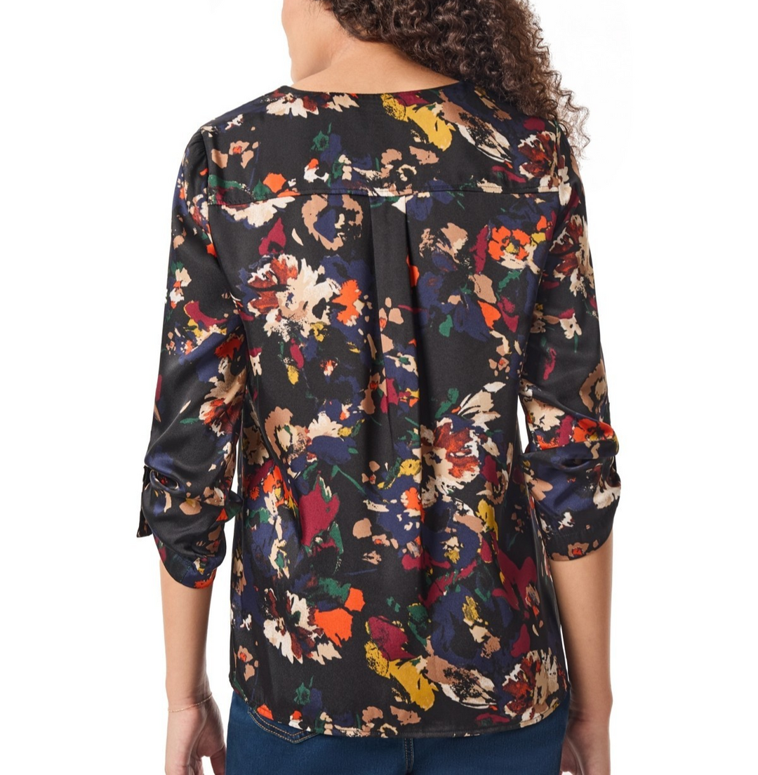 Jones New York Collarless D-Rings Sleeves Tunic Top MSRP $79