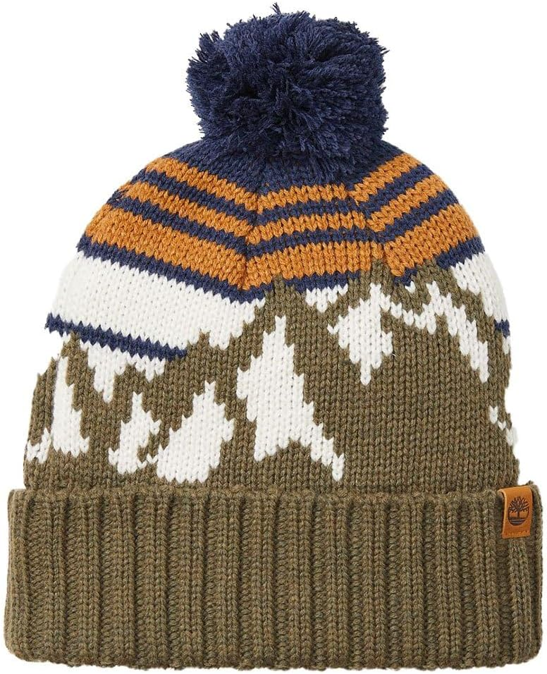 Timberland Mountain Jacquard Hat for Men with Pom Pom MSRP $48
