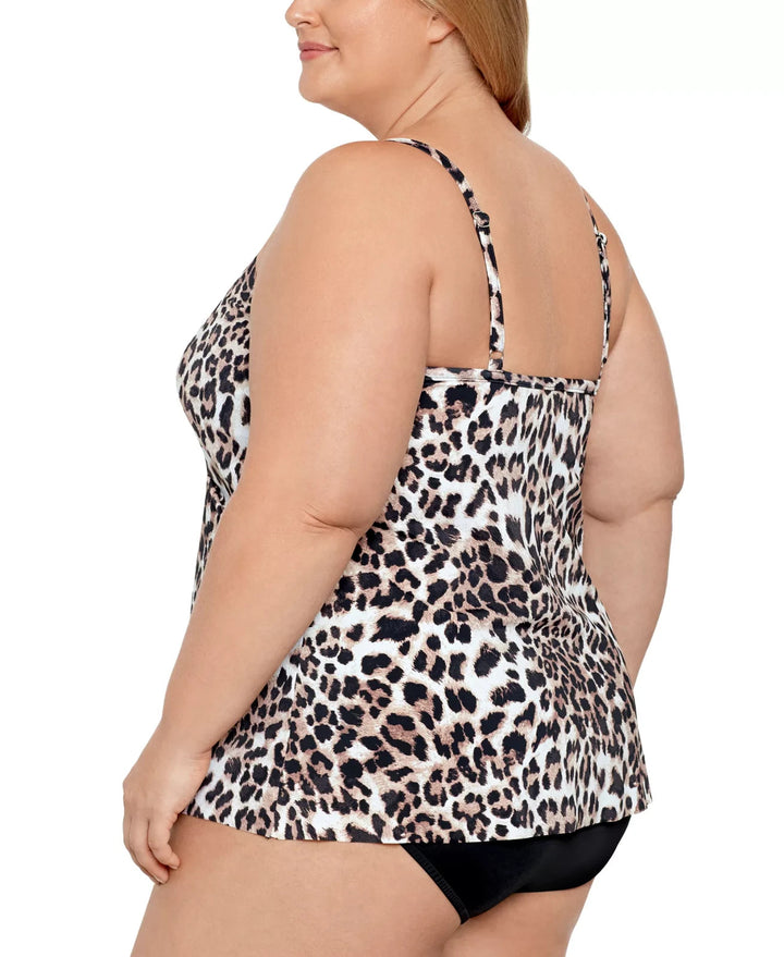 Swim Solutions Plus Size Knotted Flyaway Fauxkini One-Piece Swimsuit MSRP $122