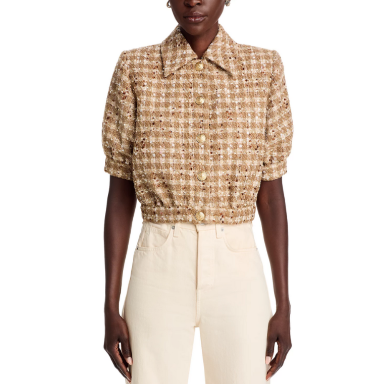 L'AGENCE Cove Short Sleeve Cropped Jacket MSRP $575