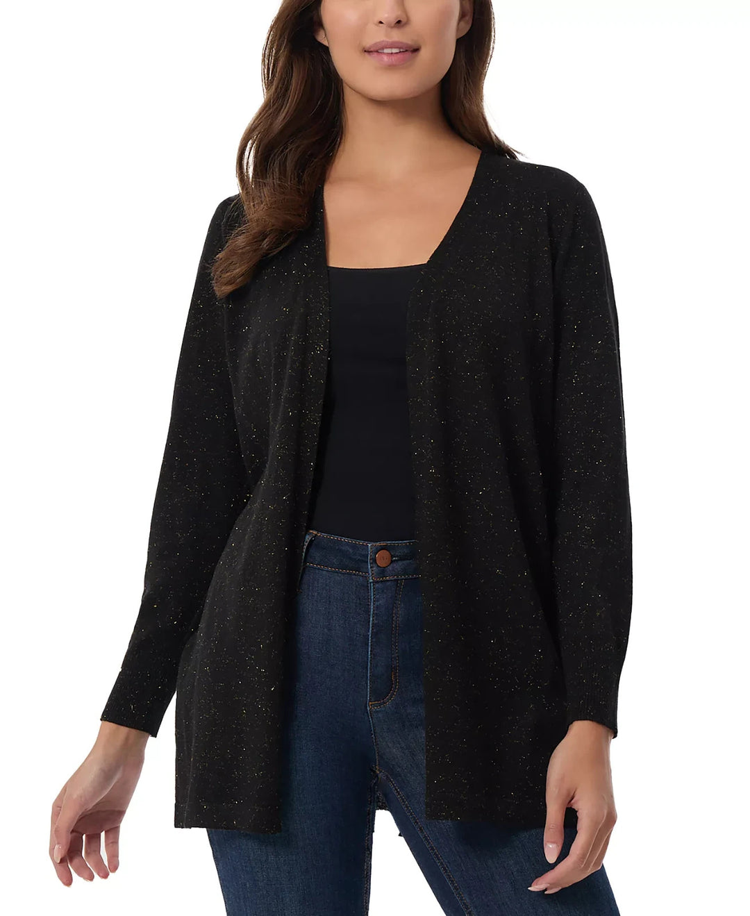Jones New York Glitter Kissing-Front Open Cardigan MSRP $99