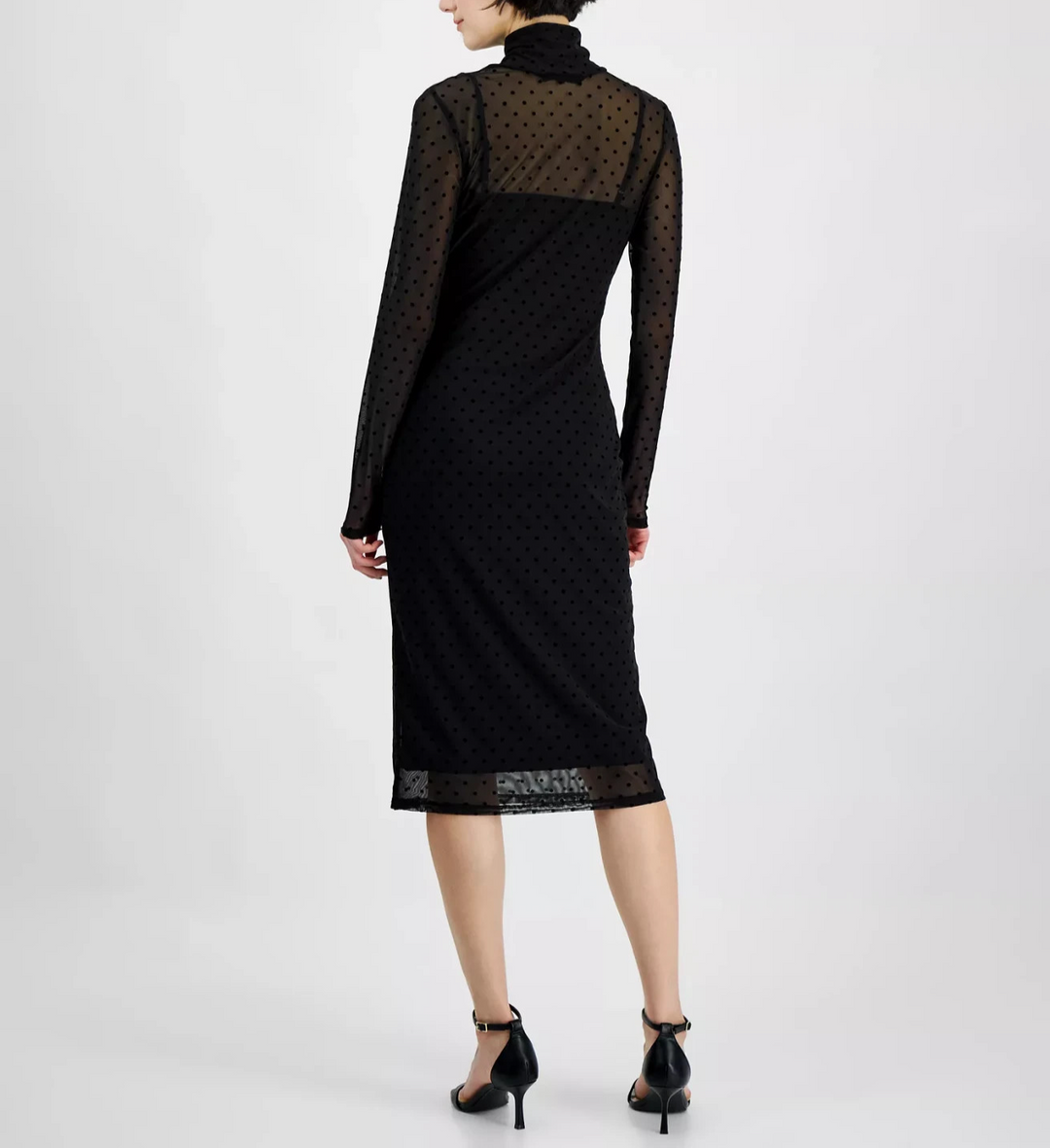 RACHEL Rachel Roy Lydie Dotted-Mesh Mock-Neck Dress MSRP $139