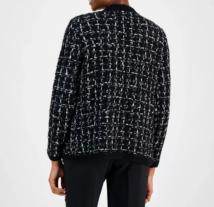Anne Klein Women's Open-Front Mixed-Stitch Cardigan MSRP $119