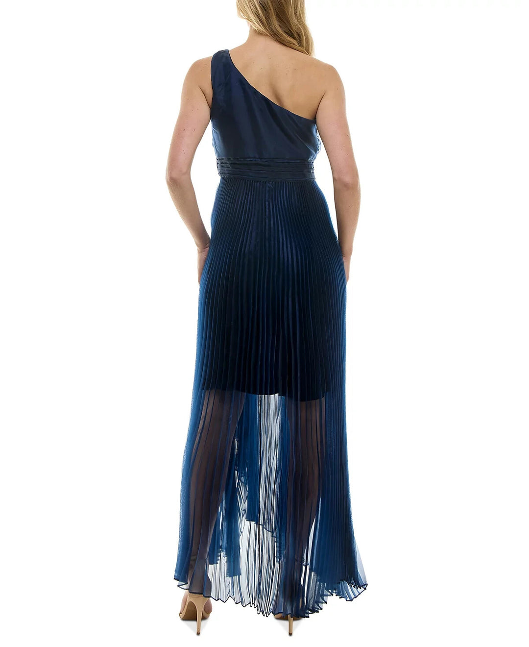 Taylor Asymmetric One-Shoulder Pleated Organza Gown MSRP $248