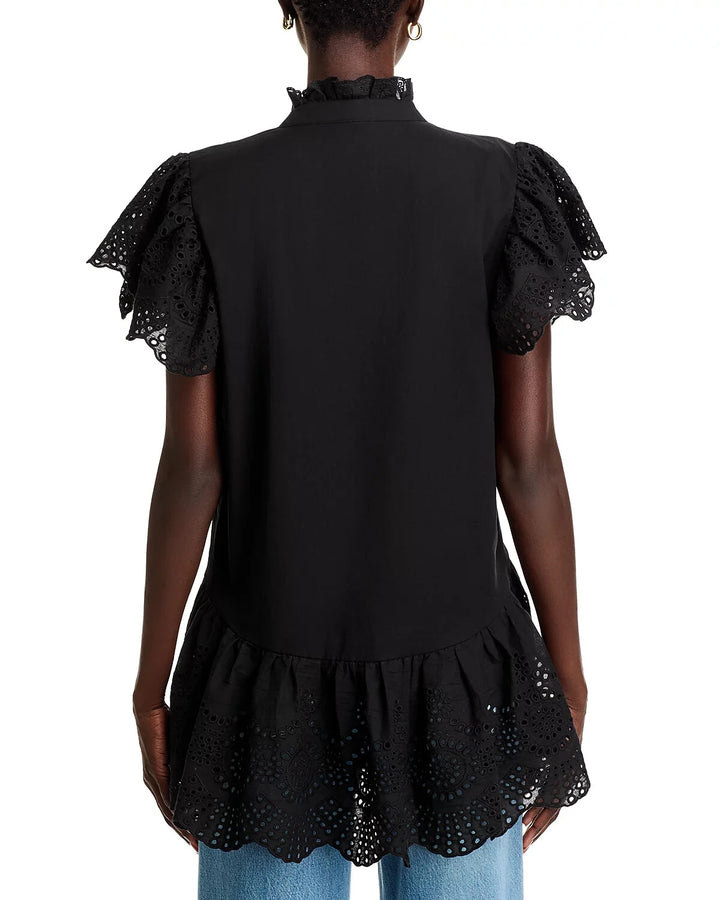 KOKO + MASON Cotton Eyelet Top MSRP $78