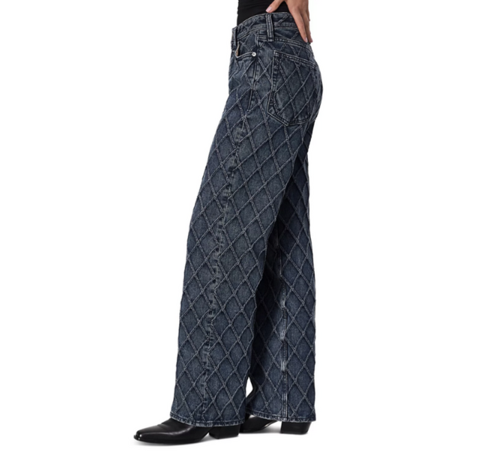 rag & bone Logan Quilted Mid Rise Wide Leg Jeans MSRP $318