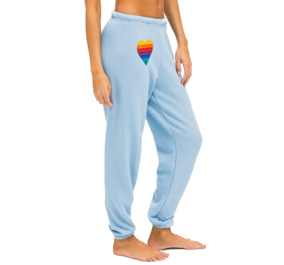 Aviator Nation Rainbow Heart Stitch Sweatpants MSRP $156