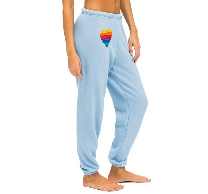 Aviator Nation Rainbow Heart Stitch Sweatpants MSRP $156